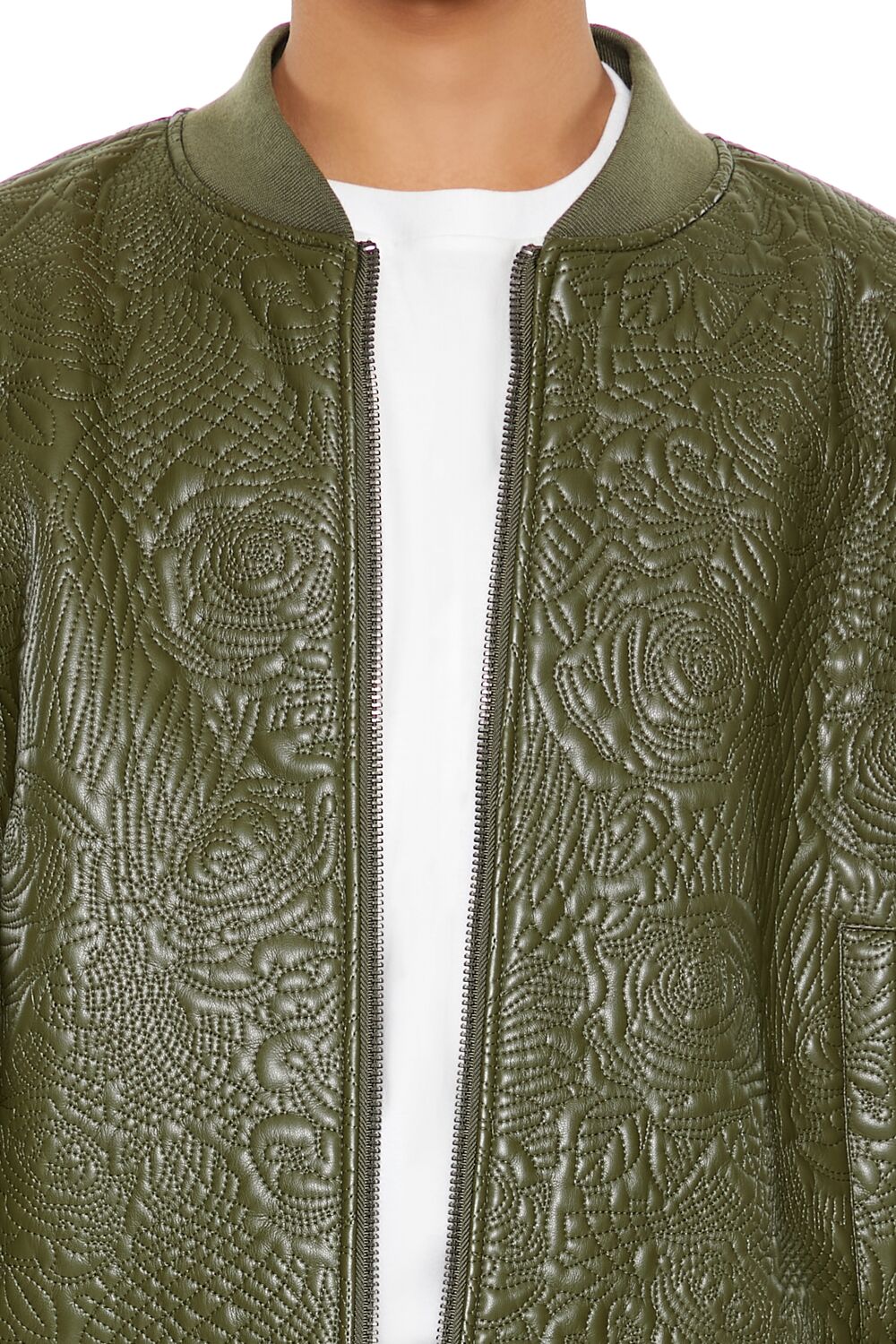  Forever 21 Embossed Rose Bomber Jacket - baby-blue-swatch - Bonton