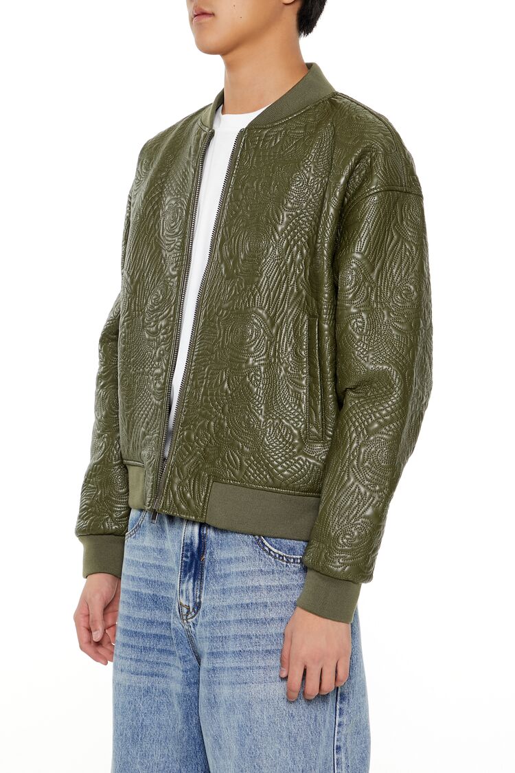  Forever 21 Embossed Rose Bomber Jacket - baby-blue-swatch - Bonton