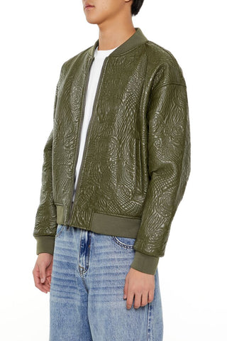 Embossed Rose Bomber Jacket