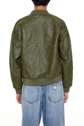 Embossed Rose Bomber Jacket