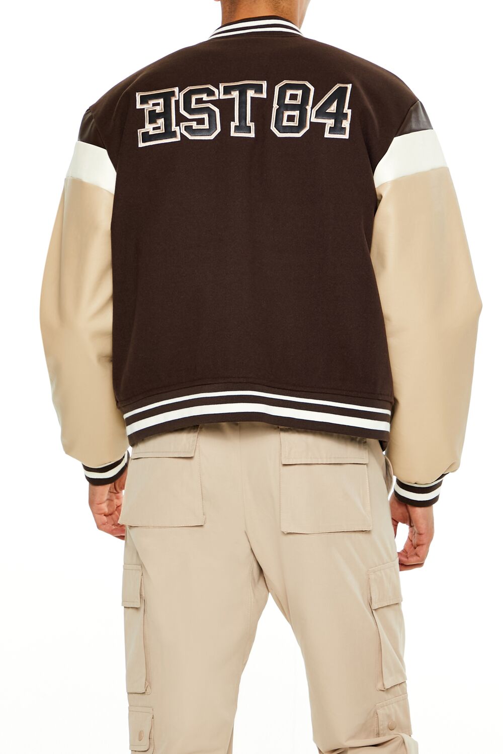  Forever 21 1984 Varsity Bomber Jacket - cocoa-multi - Bonton