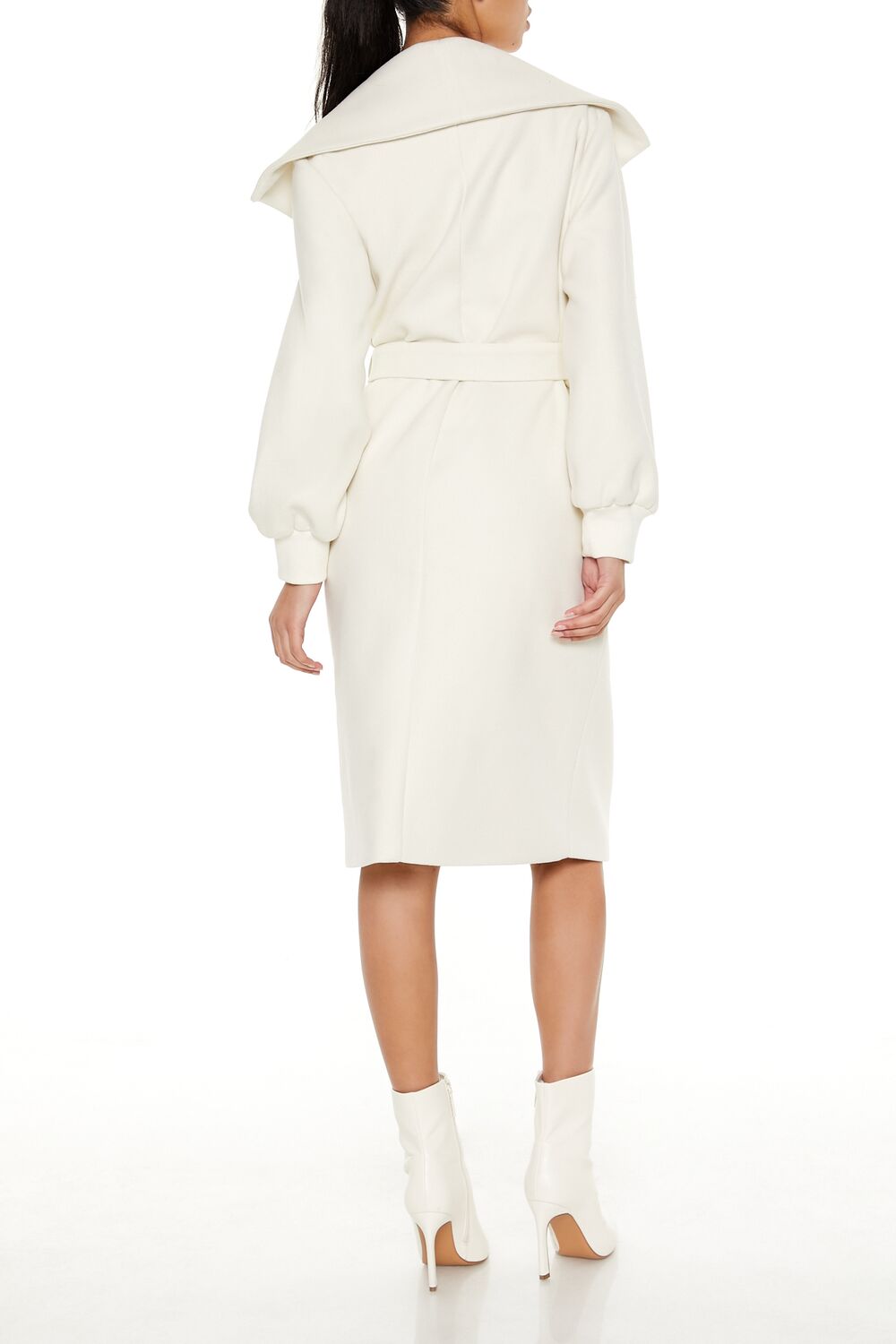  Forever 21 Longline Tie-Waist Coat - cream - Bonton
