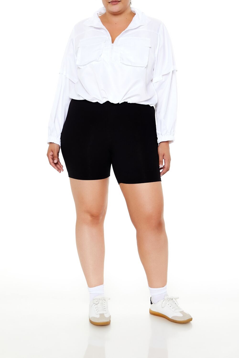  Forever 21 Plus Size Cropped Anorak Jacket - white - Bonton