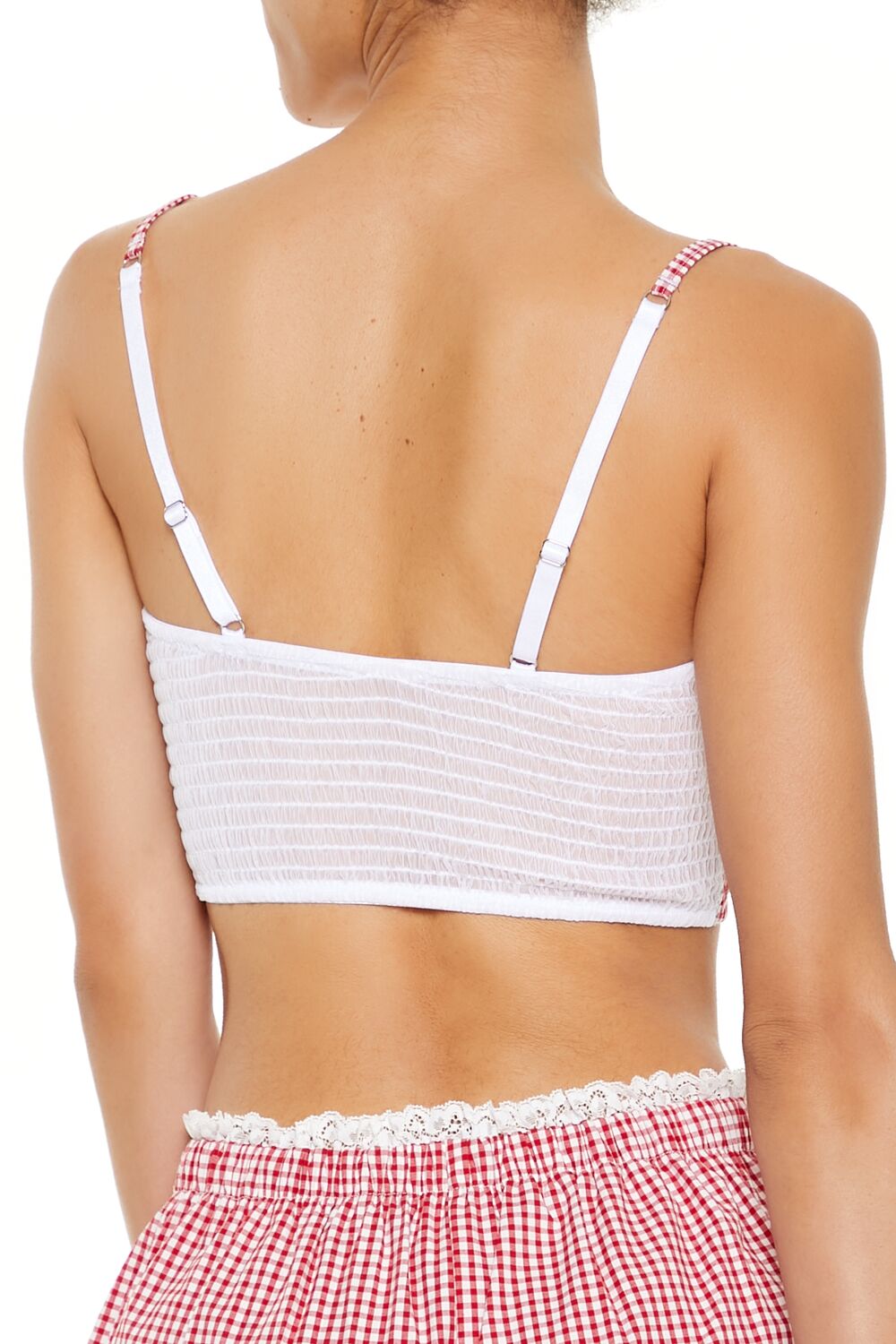  Forever 21 Gingham Lingerie Cropped Cami - red-multi - Bonton