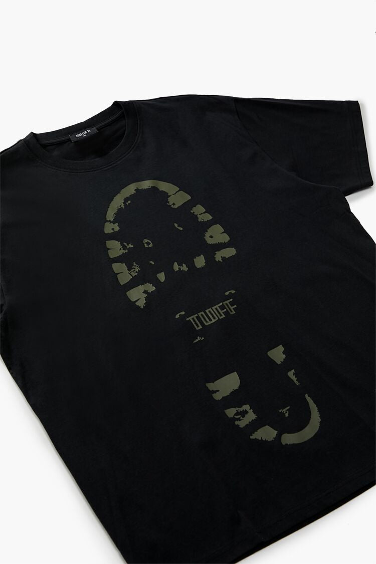  Forever 21 Tuff Footprint Graphic Tee - olive black - Bonton