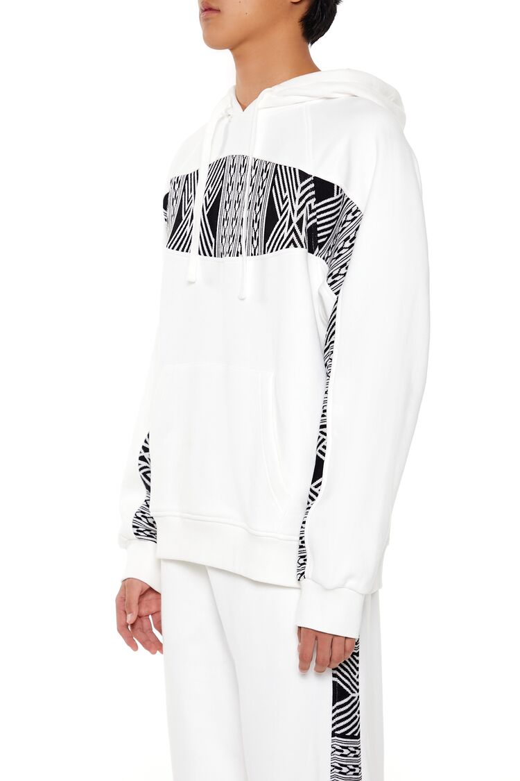  Forever 21 Abstract French Terry Hoodie - cream black - Bonton