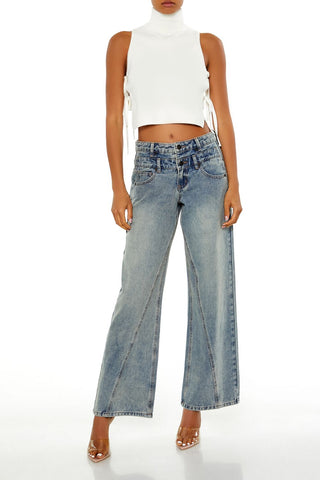 Sweater-Knit Open-Side Crop Top