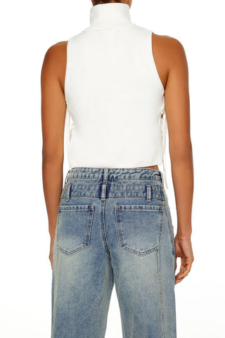 Sweater-Knit Open-Side Crop Top