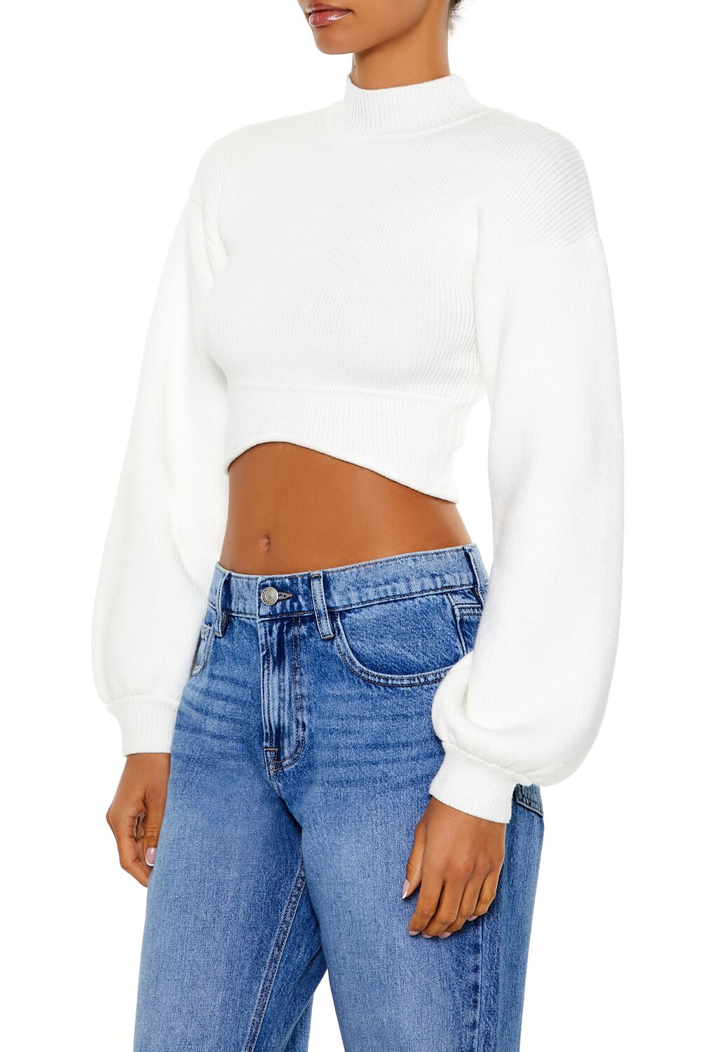  Forever 21 Mock Neck Cropped Sweater - maple - Bonton