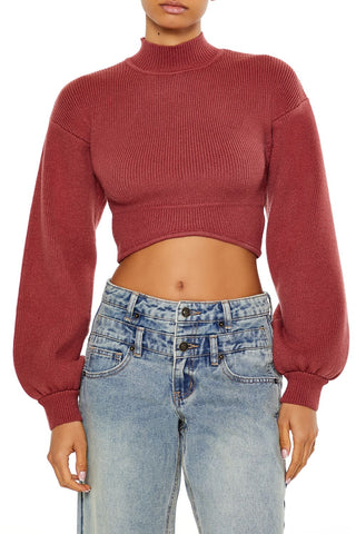 Mock Neck Cropped Sweater