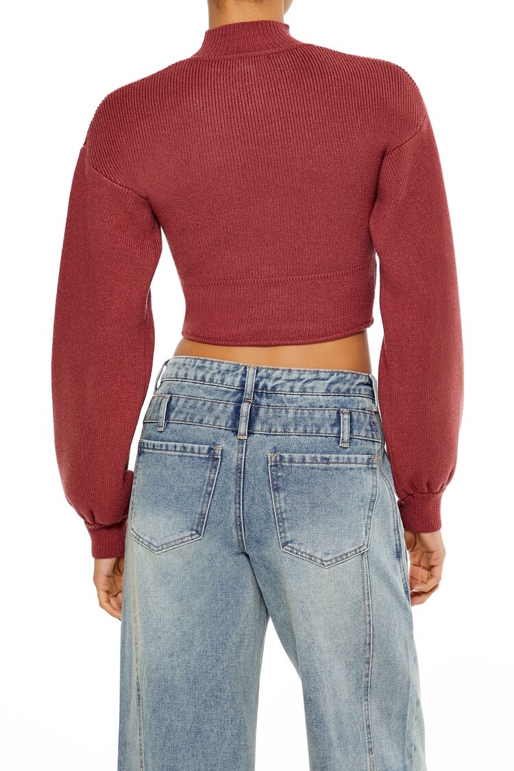  Forever 21 Mock Neck Cropped Sweater - maple - Bonton