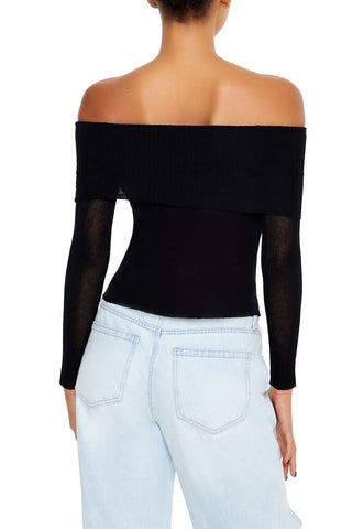 Foldover Off-the-Shoulder Sweater