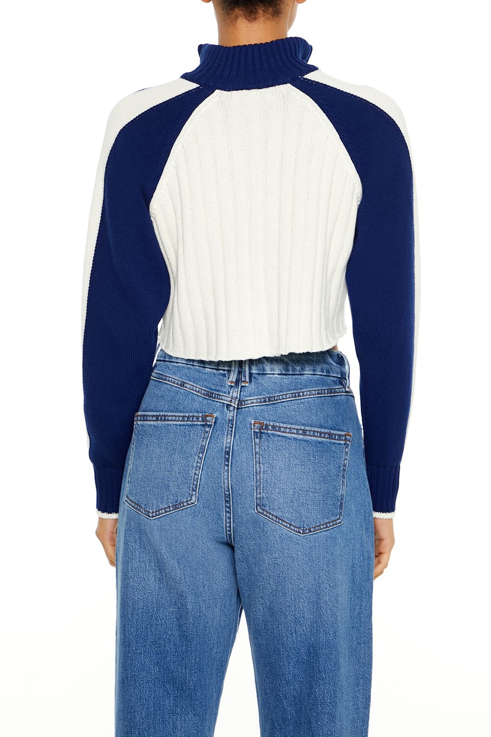  Forever 21 Ribbed Colorblock Sweater - cream navy - Bonton