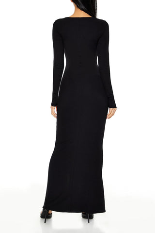 Ribbed Knit Square-Neck Maxi Dress