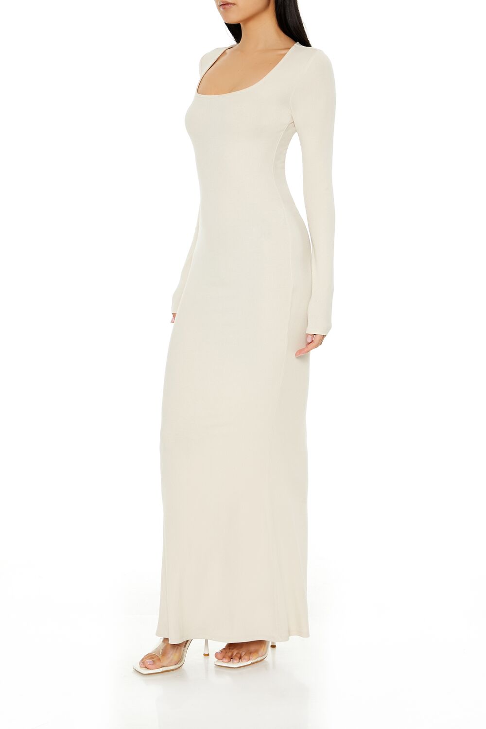  Forever 21 Ribbed Knit Square-Neck Maxi Dress - black-swatch - Bonton