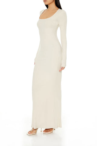 Ribbed Knit Square-Neck Maxi Dress