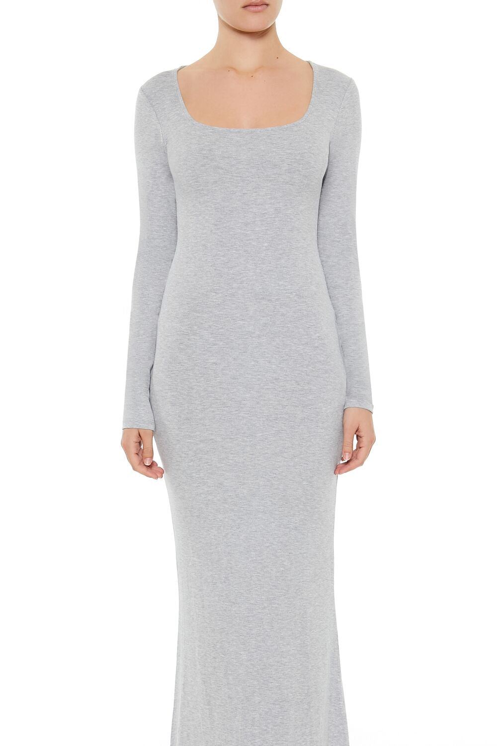  Forever 21 Ribbed Knit Square-Neck Maxi Dress - black-swatch - Bonton