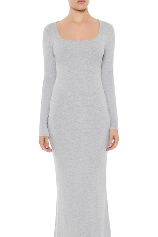 Ribbed Knit Square-Neck Maxi Dress