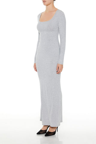Ribbed Knit Square-Neck Maxi Dress