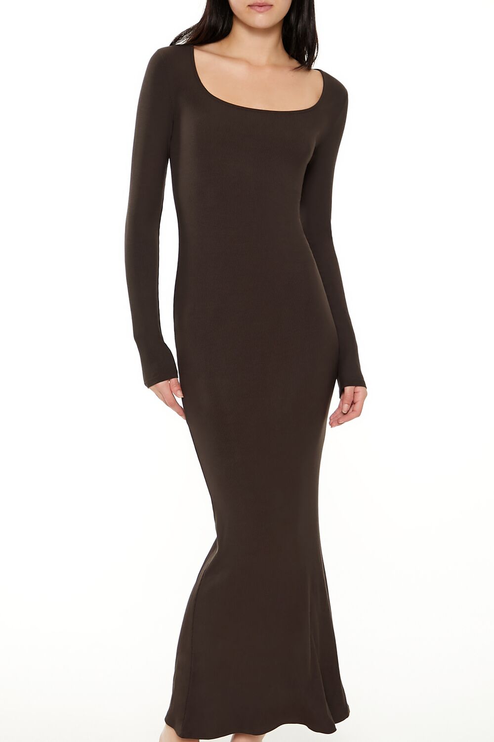  Forever 21 Ribbed Knit Square-Neck Maxi Dress - black-swatch - Bonton