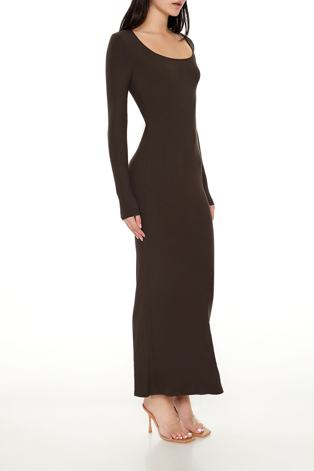 Forever 21 Ribbed Knit Square-Neck Maxi Dress - black-swatch - Bonton