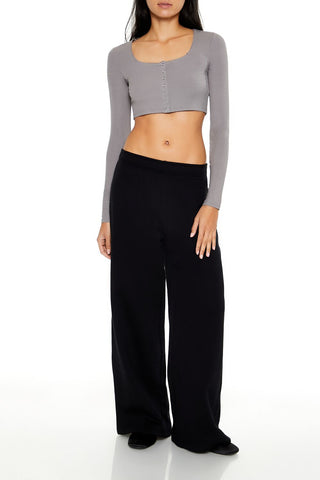 Square-Neck Cropped Henley Tee