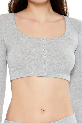 Square-Neck Cropped Henley Tee