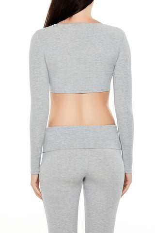 Square-Neck Cropped Henley Tee