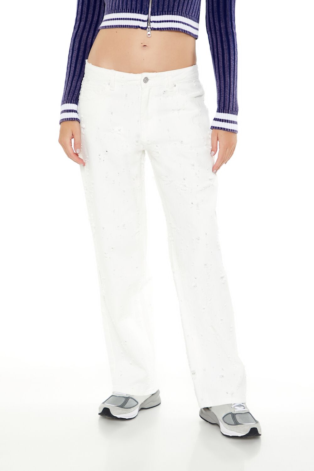  Forever 21 Twill Mid-Rise Pants - white - Bonton