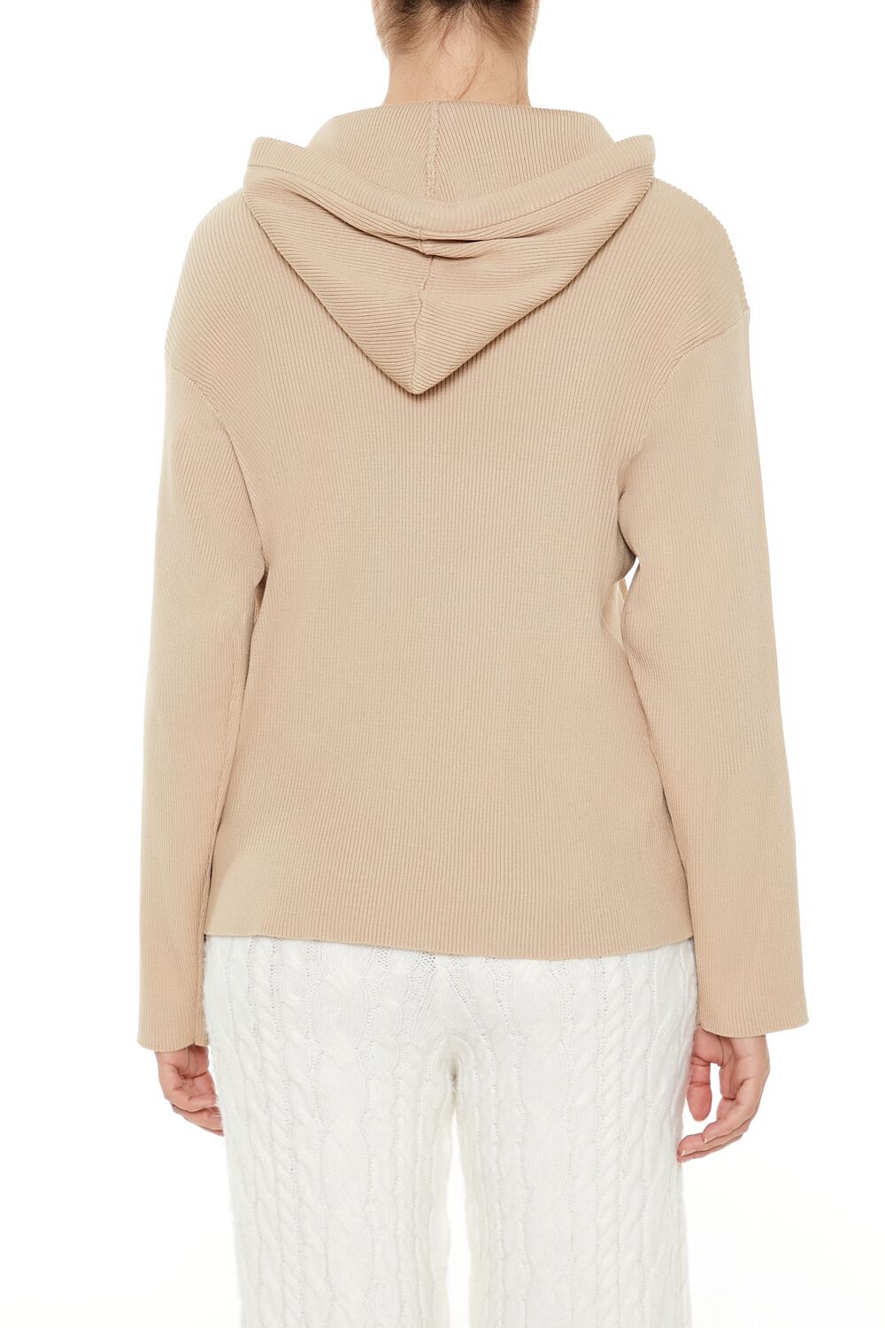  Forever 21 Sweater-Knit Drop-Sleeve Hoodie - desert sand - Bonton