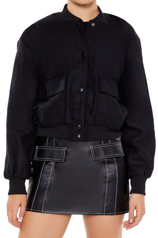 Button-Front Bomber Jacket