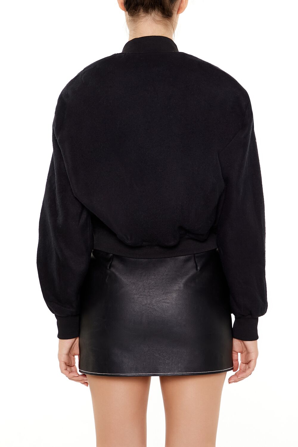  Forever 21 Button-Front Bomber Jacket - black-swatch - Bonton