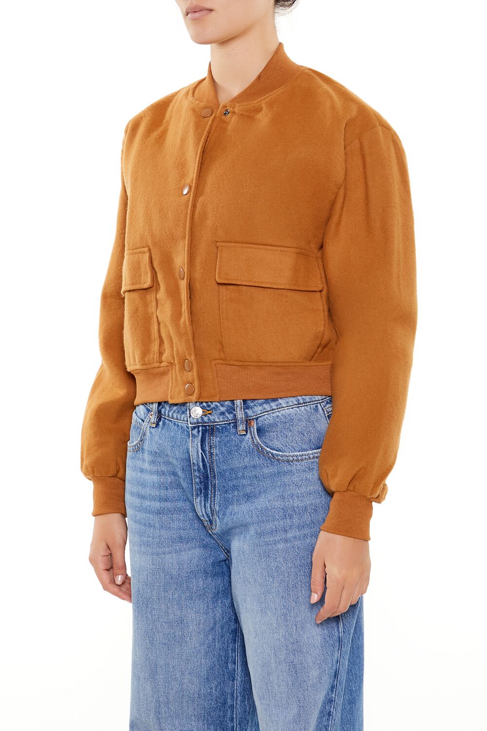  Forever 21 Button-Front Bomber Jacket - black-swatch - Bonton