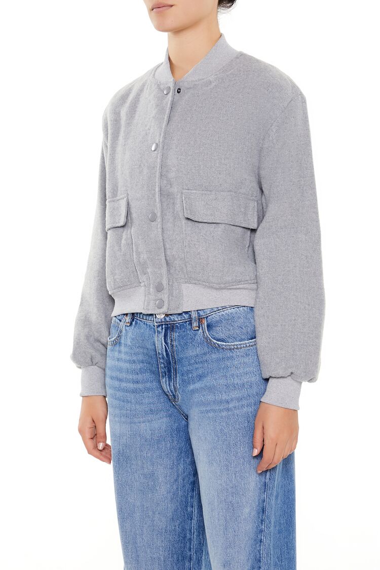  Forever 21 Button-Front Bomber Jacket - black-swatch - Bonton