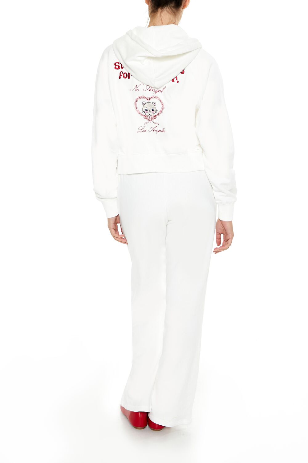  Forever 21 Embroidered Devil Heart Sweatpants - white-multi - Bonton