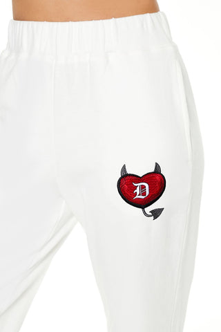 Embroidered Devil Heart Sweatpants