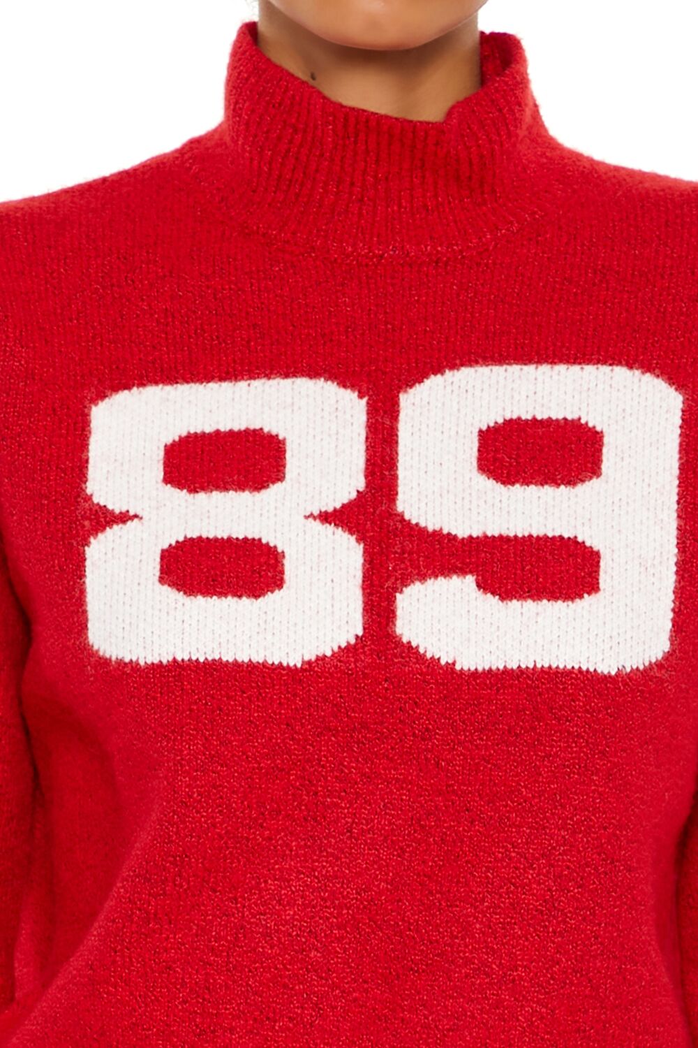  Forever 21 89 Turtleneck Sweater - red white - Bonton