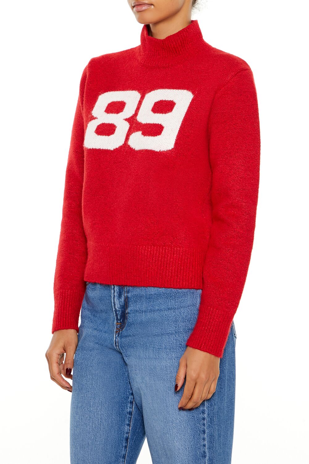  Forever 21 89 Turtleneck Sweater - red white - Bonton