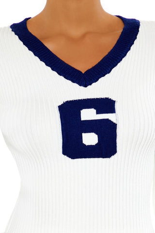 6 Graphic V-Neck Sweater