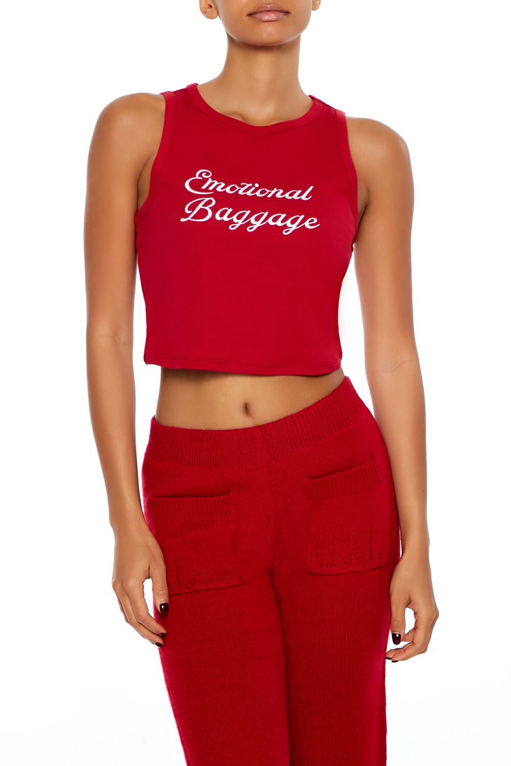  Forever 21 Emotional Baggage Tank Top - red multi - Bonton