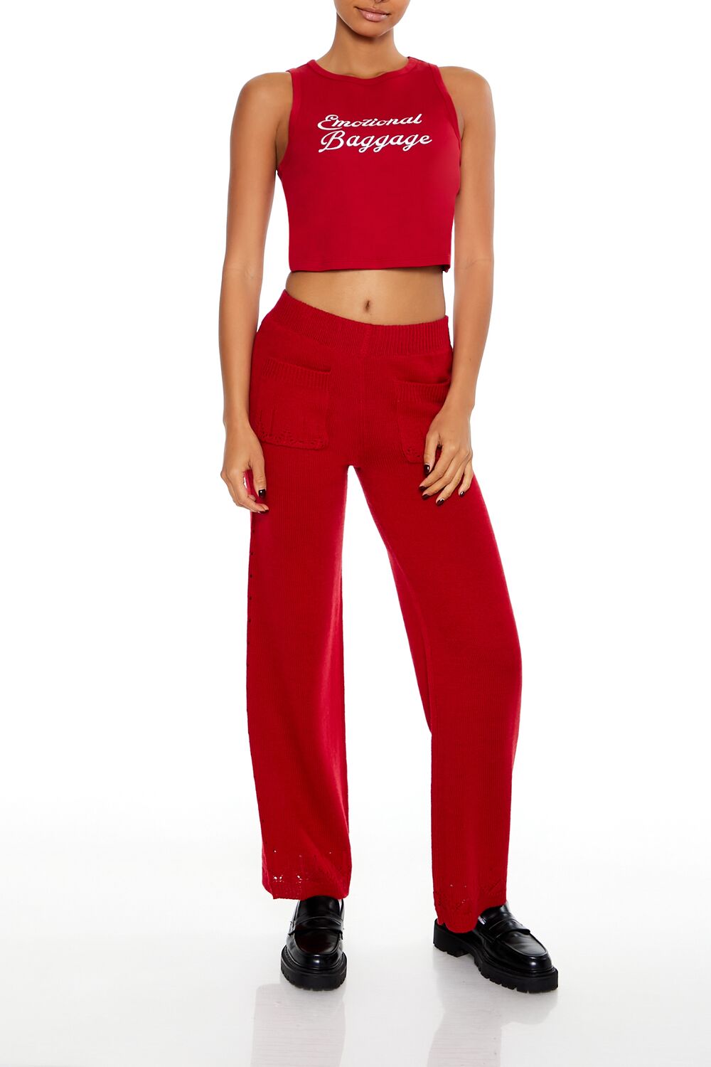  Forever 21 Emotional Baggage Tank Top - red multi - Bonton