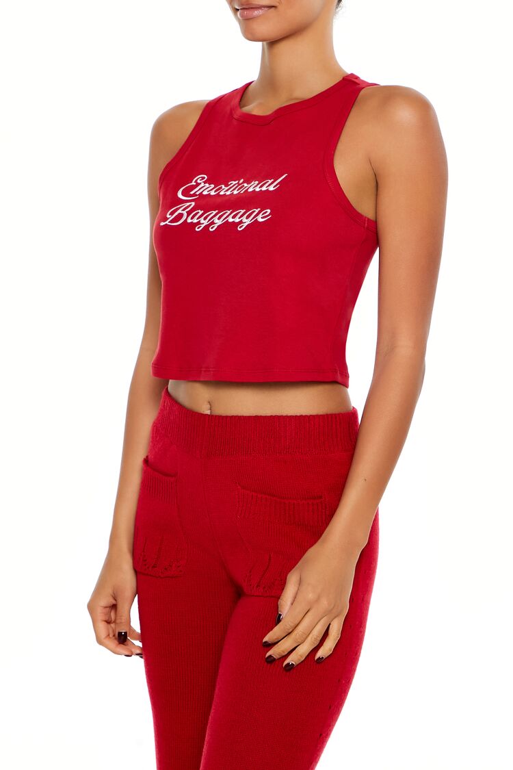  Forever 21 Emotional Baggage Tank Top - red multi - Bonton