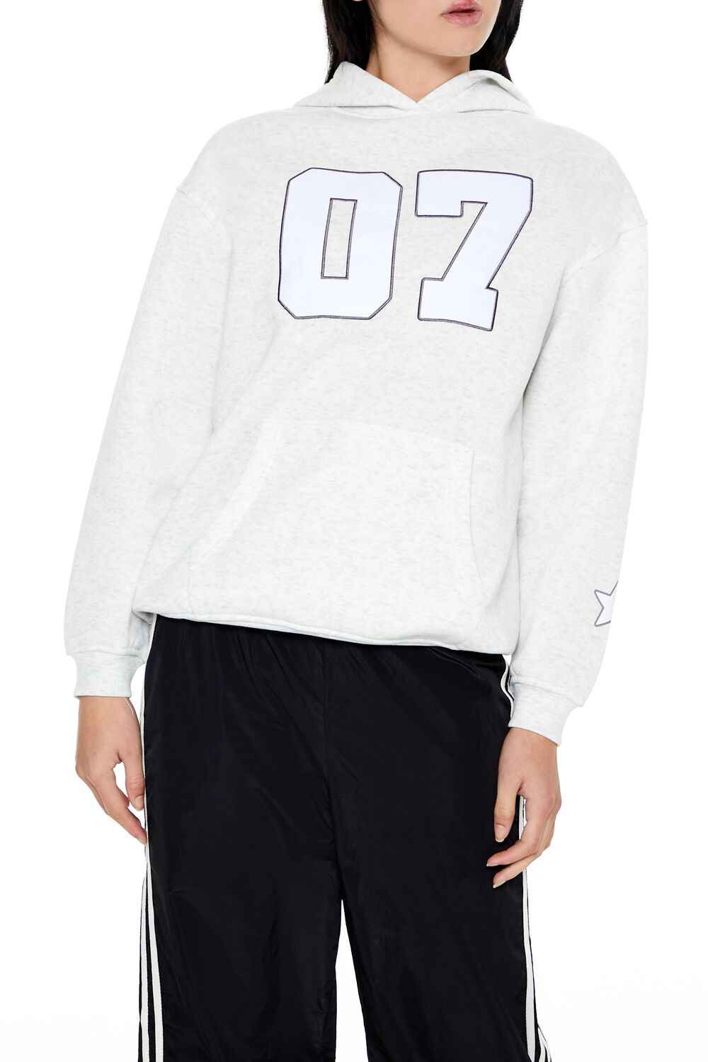  Forever 21 07 Graphic Fleece Hoodie - heather grey multi - Bonton