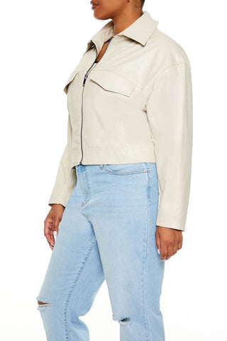 Plus Size Faux Leather Jacket