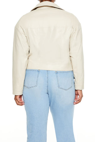 Plus Size Faux Leather Jacket