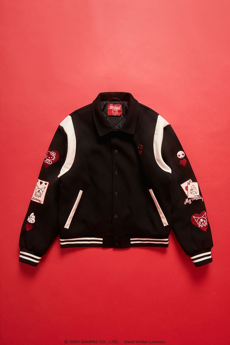  Forever 21 Hello Kitty & Friends Varsity Jacket - black-multi - Bonton