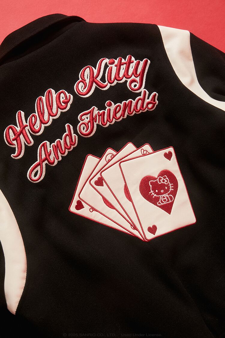  Forever 21 Hello Kitty & Friends Varsity Jacket - black-multi - Bonton