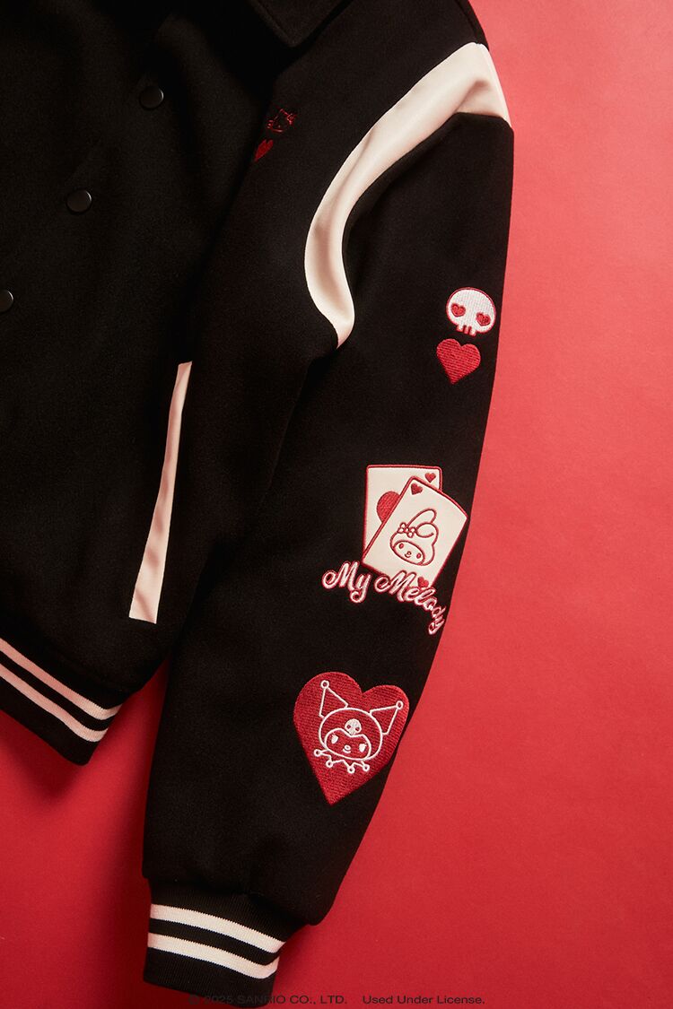  Forever 21 Hello Kitty & Friends Varsity Jacket - black-multi - Bonton