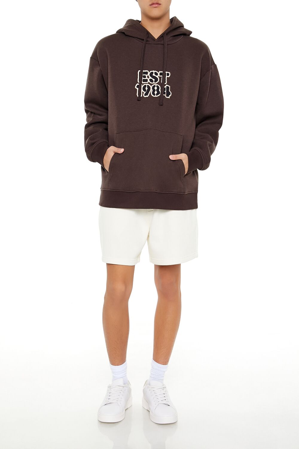  Forever 21 EST 1984 Patch Hoodie - cocoa multi - Bonton