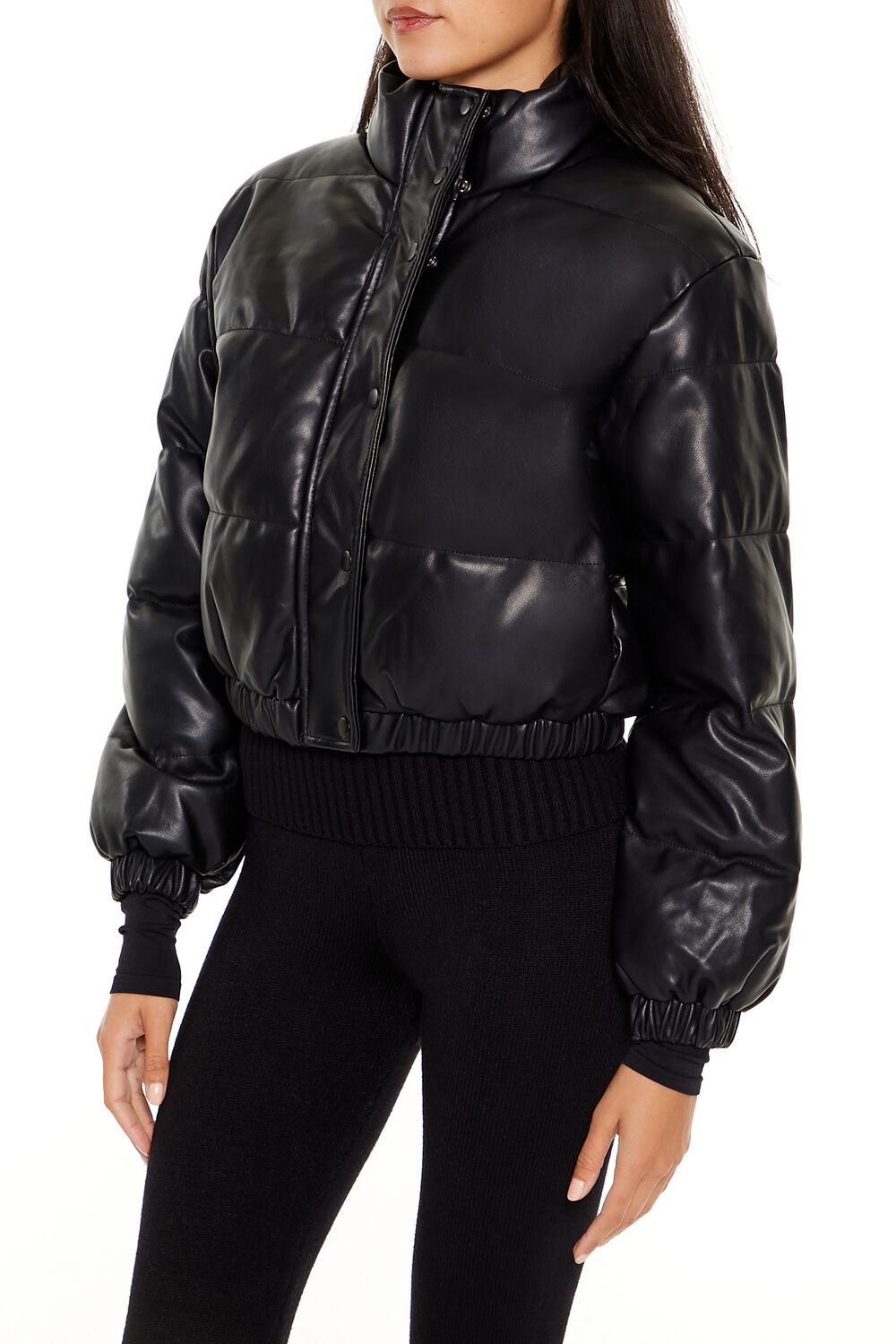  Forever 21 Quilted Faux Leather Bomber Jacket - beige-swatch - Bonton